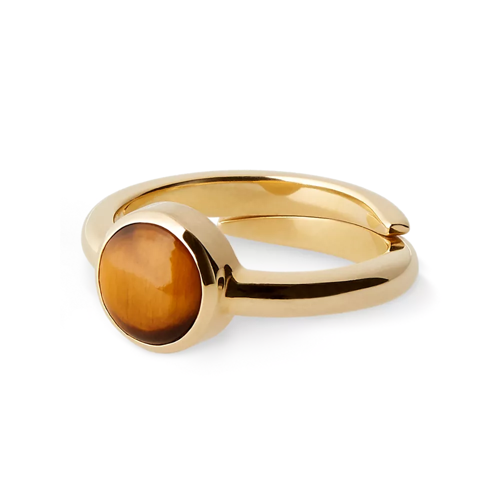 Bague House of Rituals à taille ronde plaquée or avec pierre précieuse
