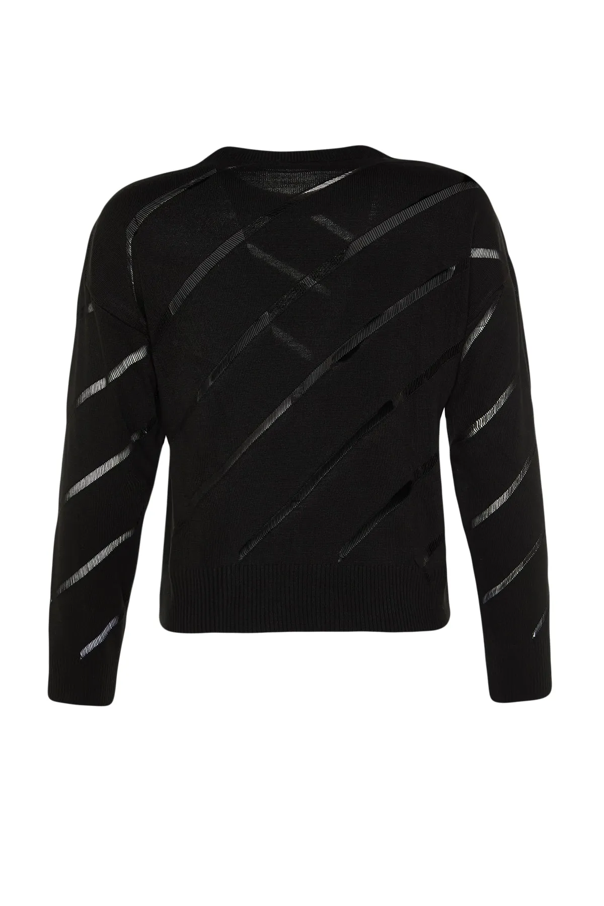Trendyol Collection  Schwarzer Strickpullover mit Lochmuster TWOAW24KZ00157