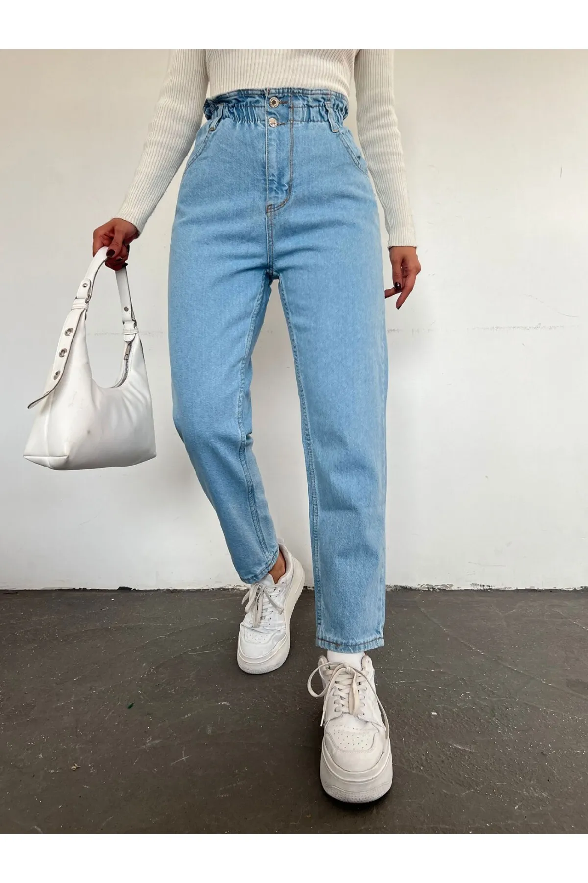 Modamorfo  Jeans mit hoher Taille und elastischem Bund