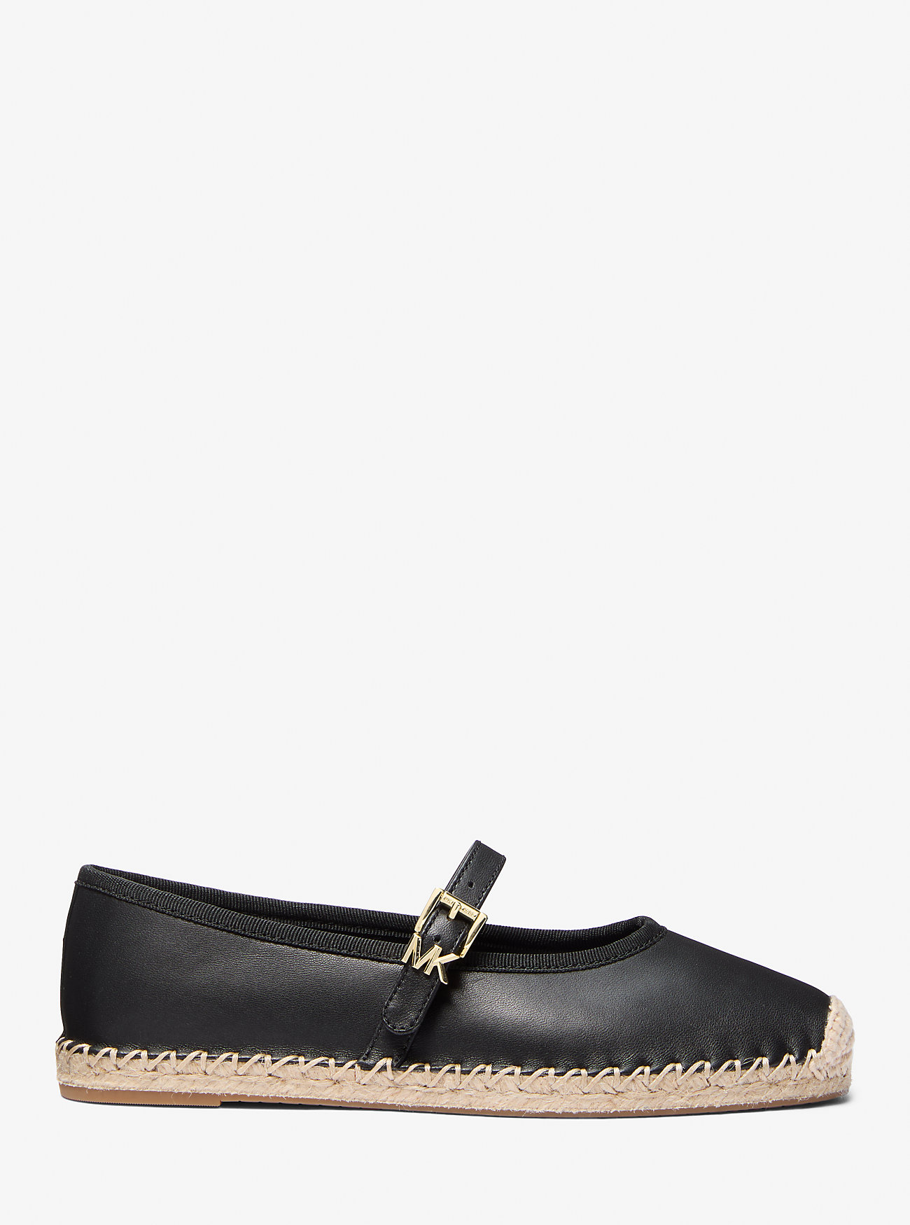 Lynn Leather Ballet Espadrille - BLACK