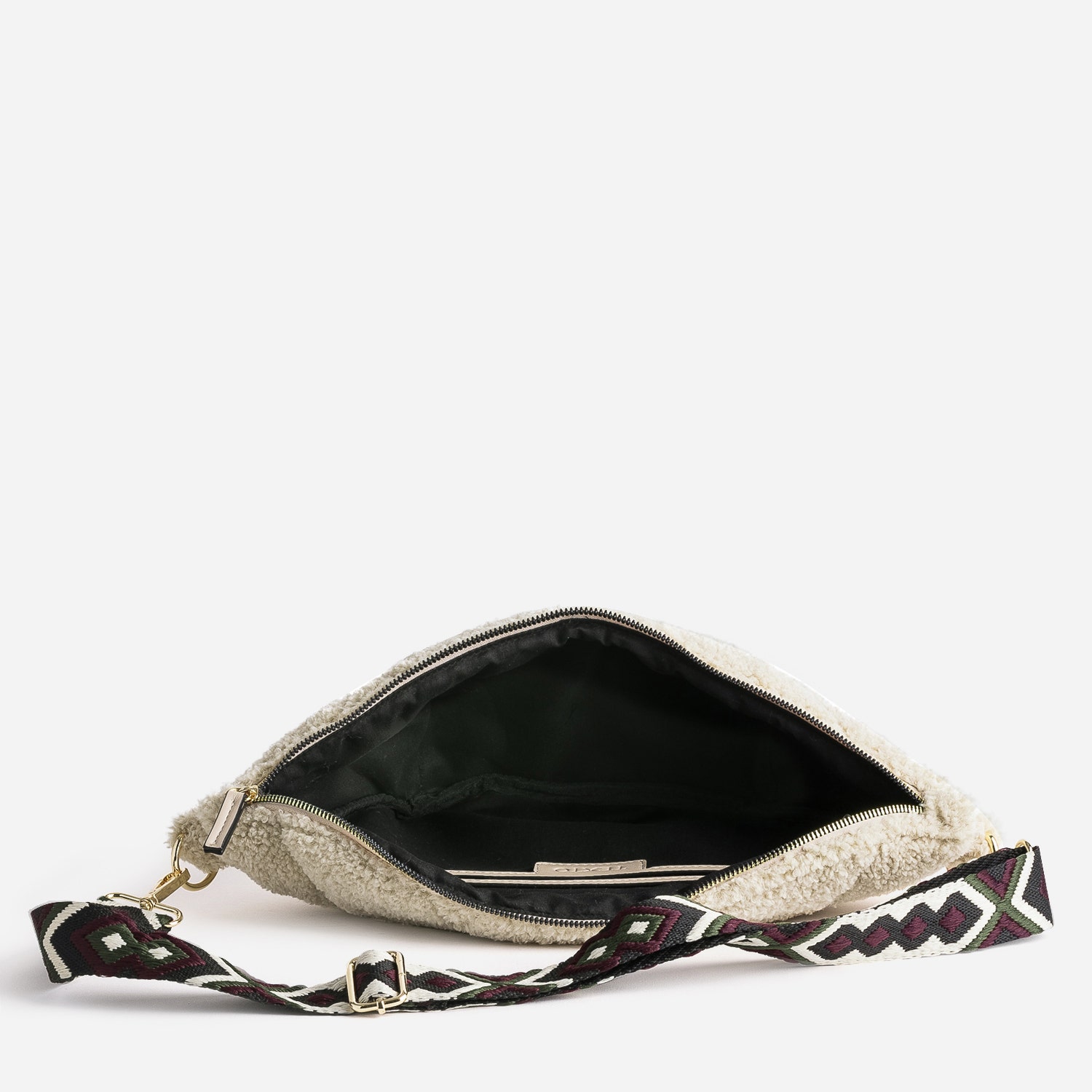 Sac banane TEXTO beige en tissu Sherpa