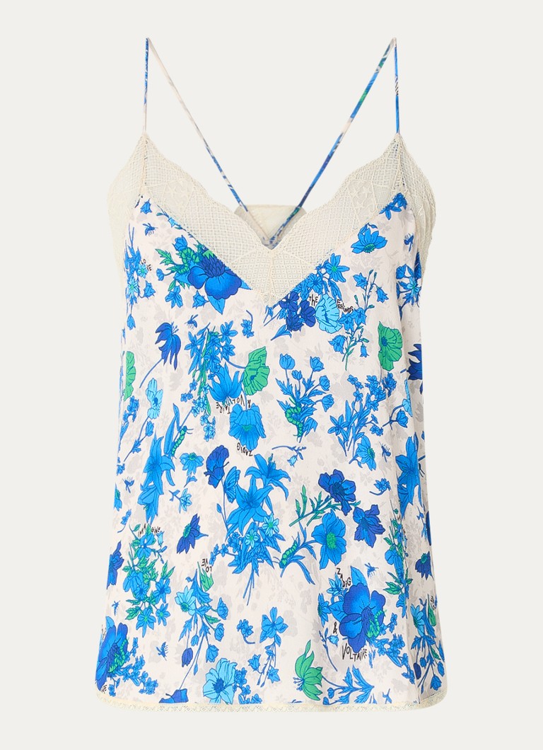 Top Christy cu bretele subțiri de la Zadig&Voltaire, confecționat din crepe și imprimeu floral.