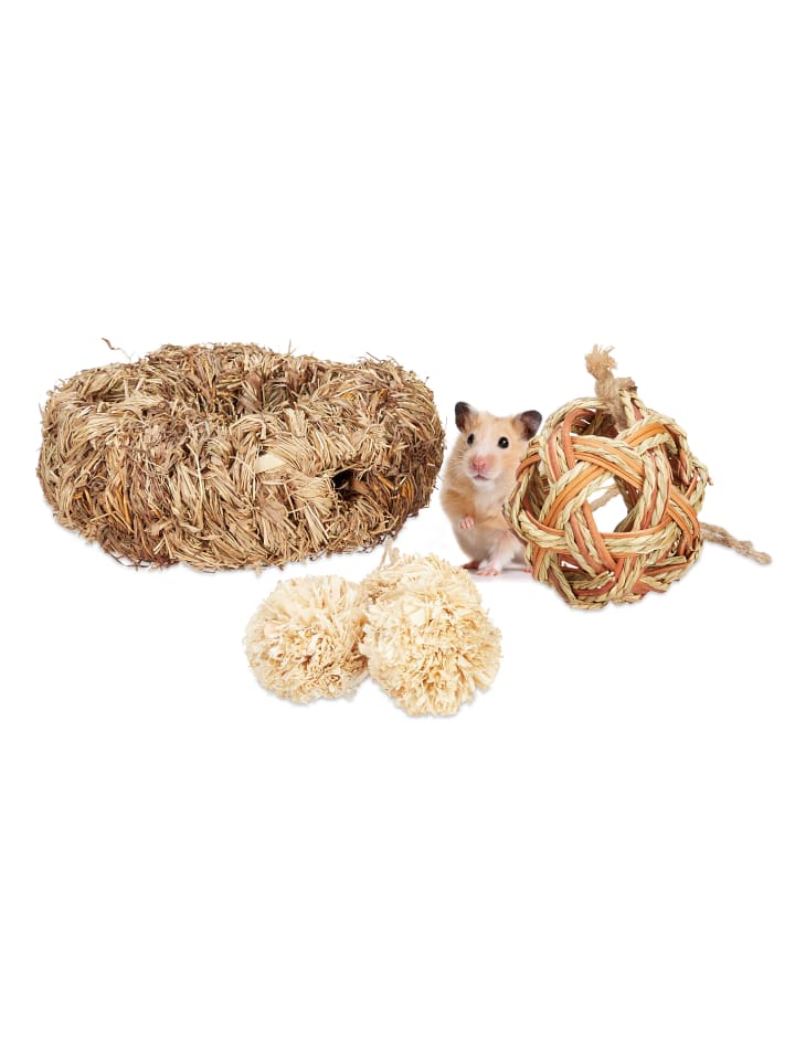 relaxdays 5-tlg. Hamsterzubehör Set in Natur günstig kaufen onesize