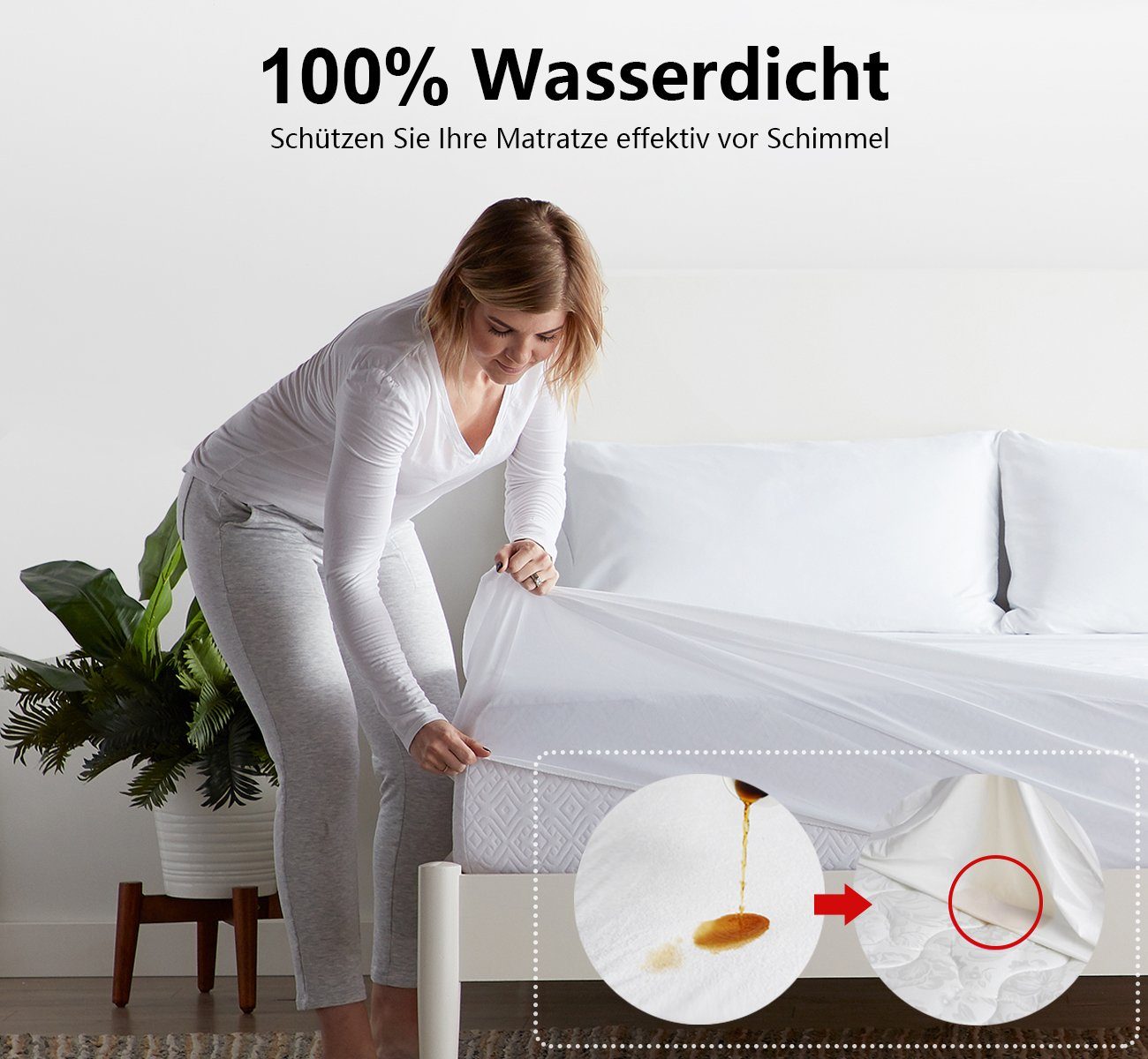 Matratzenauflage Wasserdicht Matratzenschoner 90x200cm Homewit, Nässeschutz Nässesperre Matratzenbezug