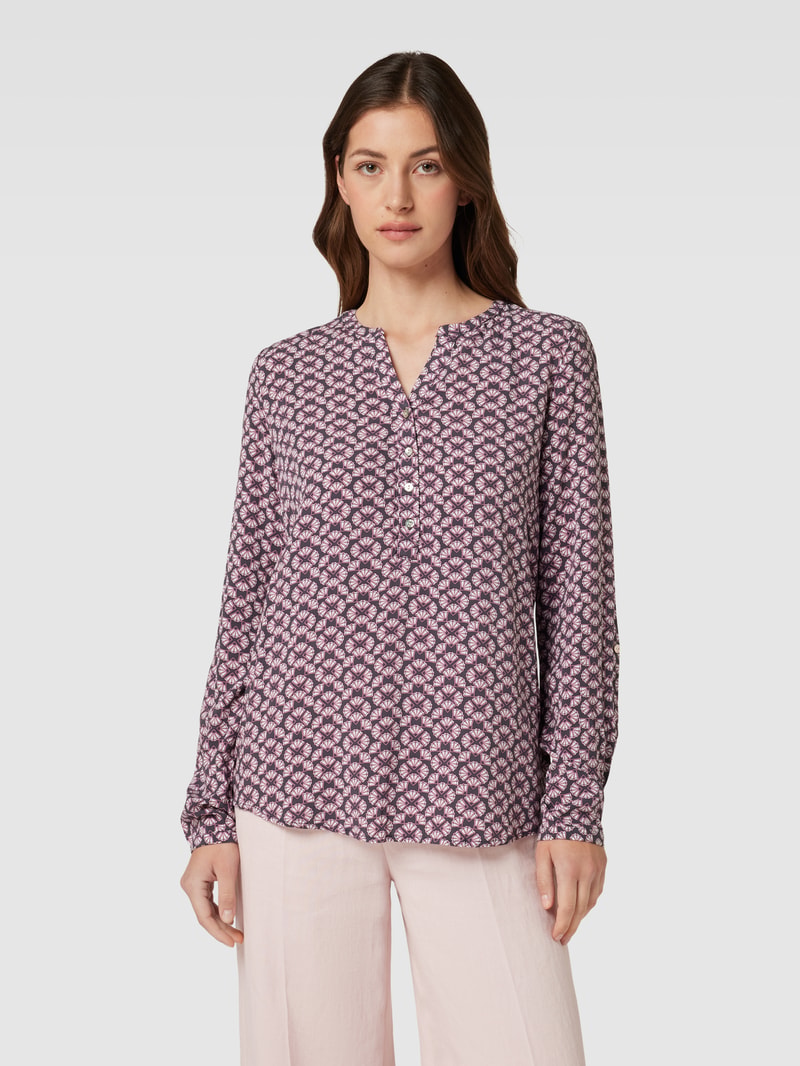 Bluse aus Viskose mit grafischem Allover-Muster in anthrazit