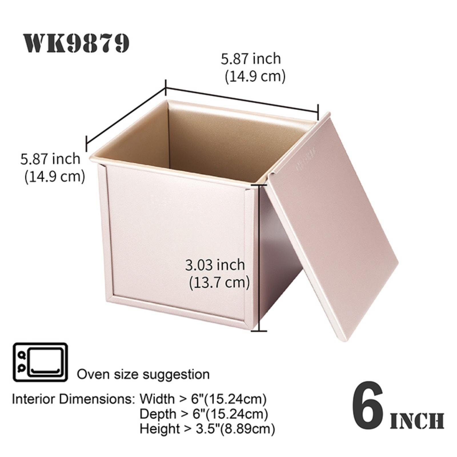Chefmade Brotbackform Backform antihaft- & silikonbeschichtet, champagnergold, 15 cmm, (CHEFMADE, 15cm Toastbrot Backform mit Deckel, 149x149x137mm, champagner gold, antihaft & silikon beschichtet, Buttertoastform, Kastenbrot-Form, Toastbackform, Bro