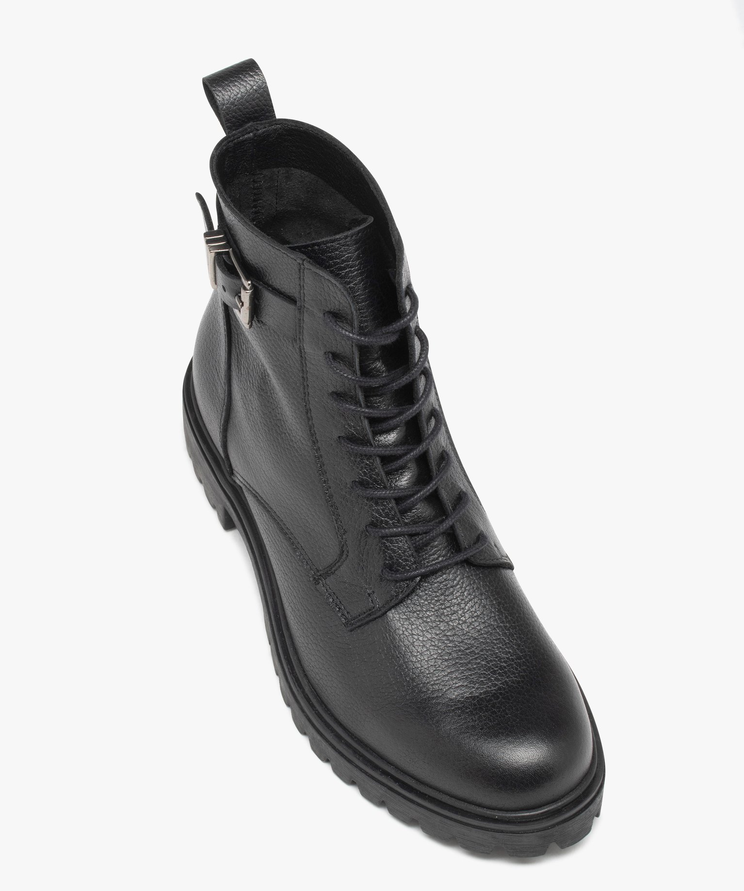 Boots femme en cuir uni et souple à lacets - Taneo noir | GEMO