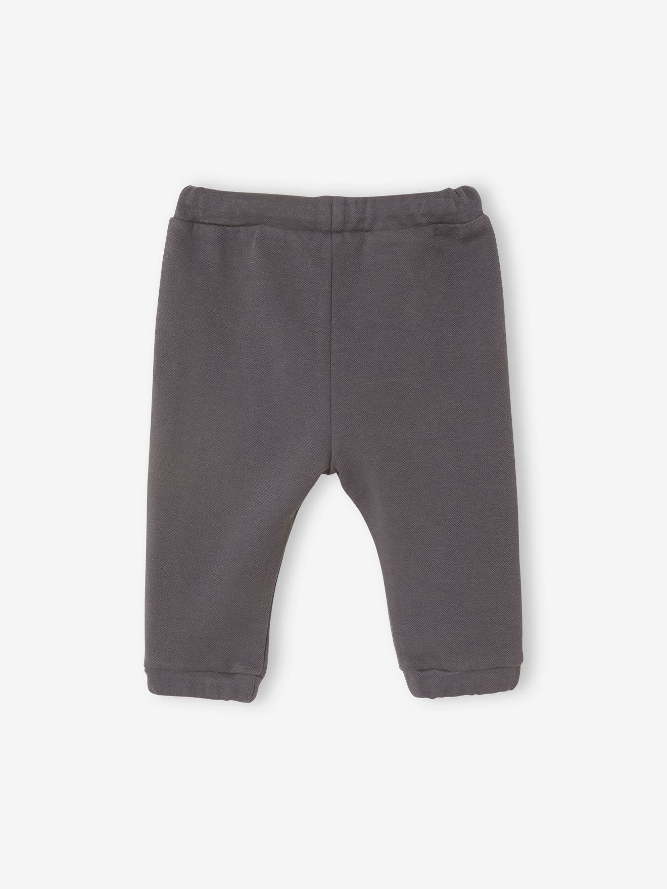 Pantalon en molleton bébé poche en velours anthracite