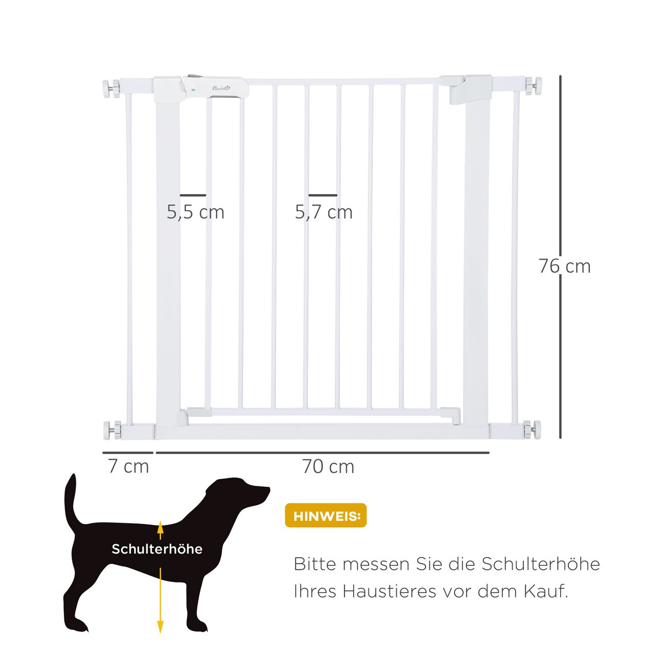 PawHut Türschutzgitter, Treppengitter, 75-96 cm Hundegitter ohne Bohren, Stahl