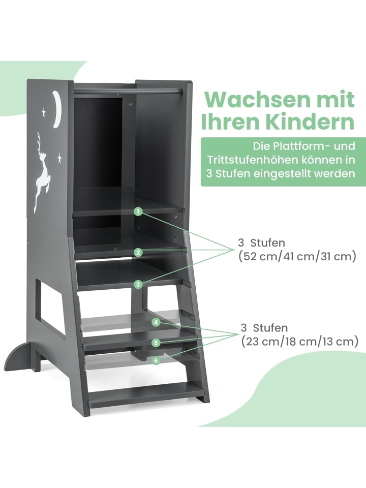 COSTWAY 2 in 1 Tritthocker 1-7 Jahre in Grau günstig kaufen onesize