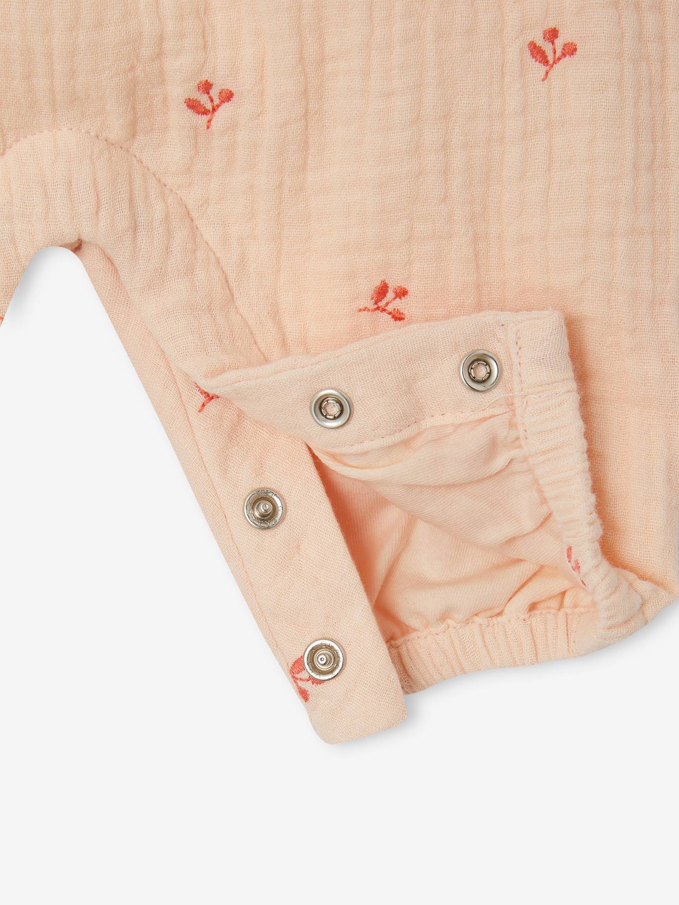 Vertbaudet Mädchen Baby Overall, bestickte Motive - dunkelbraun