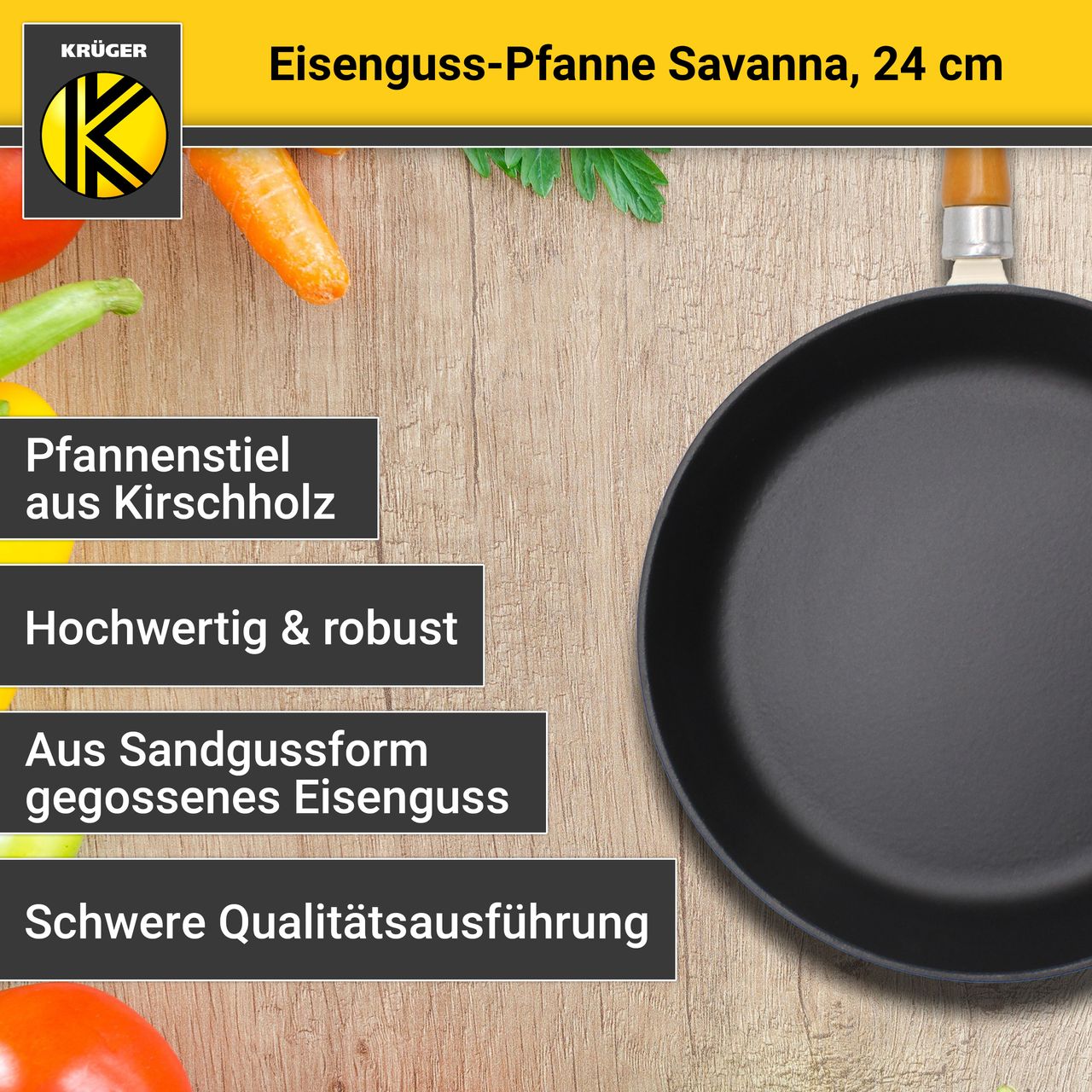 Karl Krüger Eisenguss Pfanne Serie SAVANNA, 24 cm