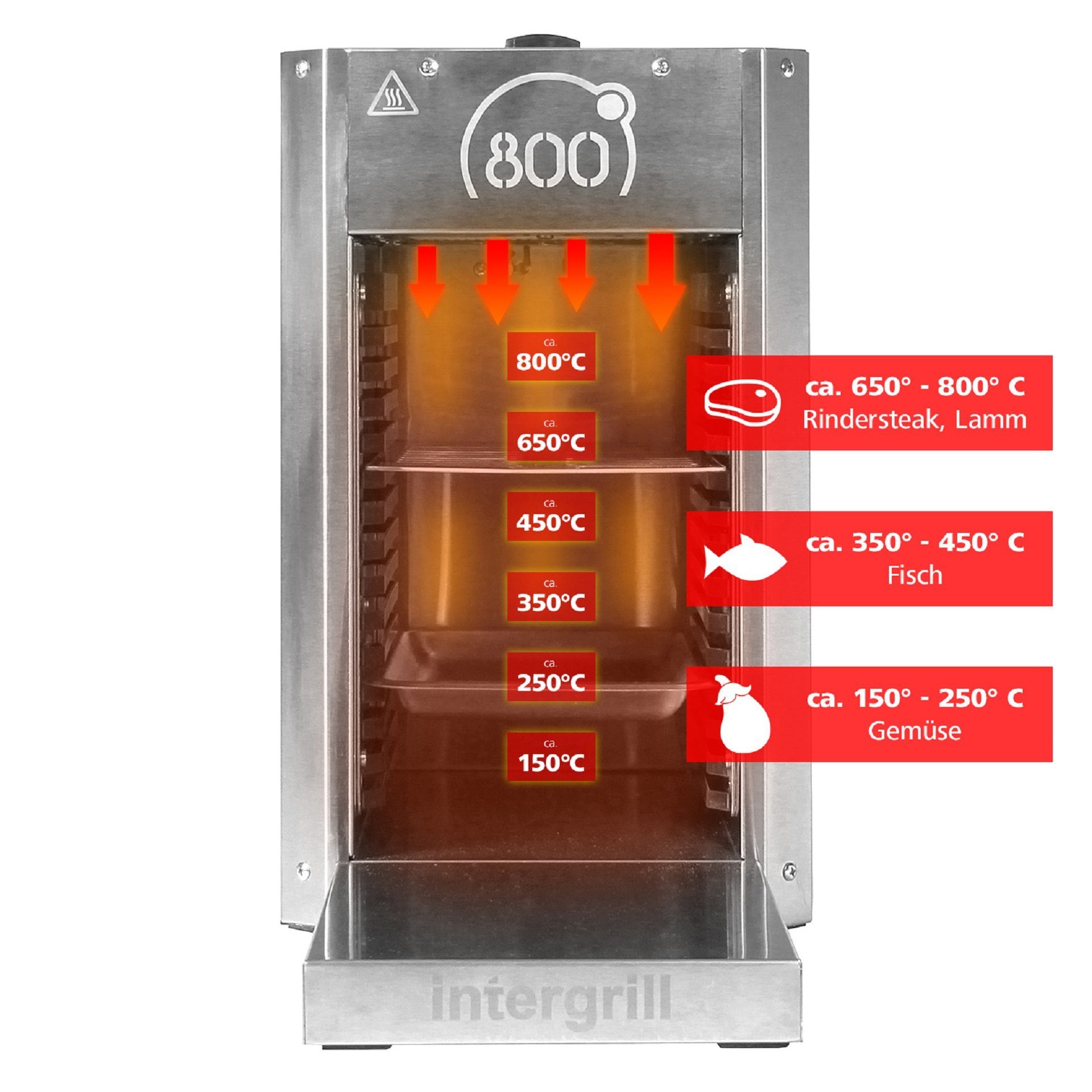 intergrill Gasgrill 800° Gasgrill Pure Steakgrill Oberhitzegrill, 3,5 kW