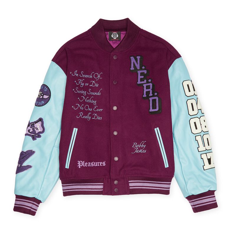 Pleasures x N.E.R.D. Varsity Jacket purple
