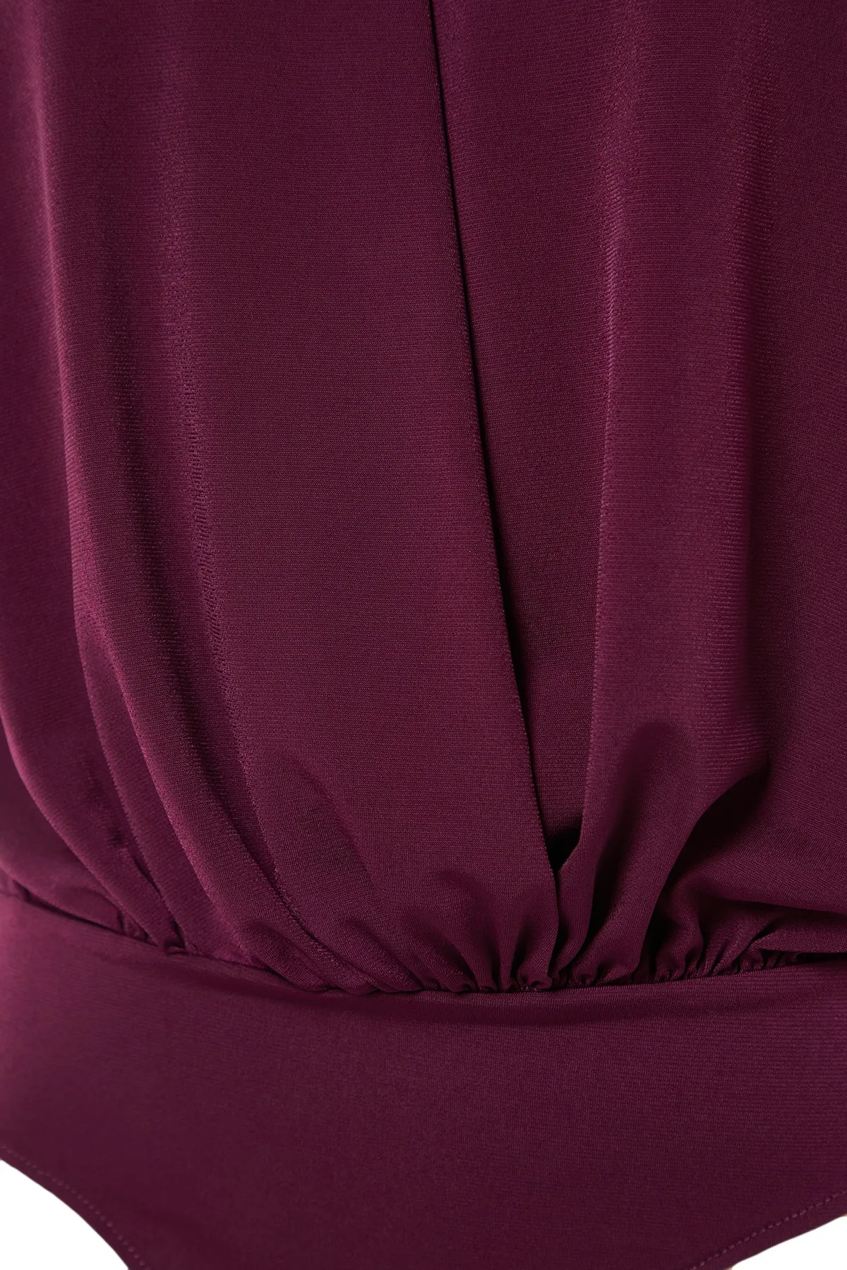Trendyol Collection  Pflaumenfarbener, gepolsterter Strickbody mit flexiblem Druckknopf und zweireihigem Kragen TWOSS23BD00007
