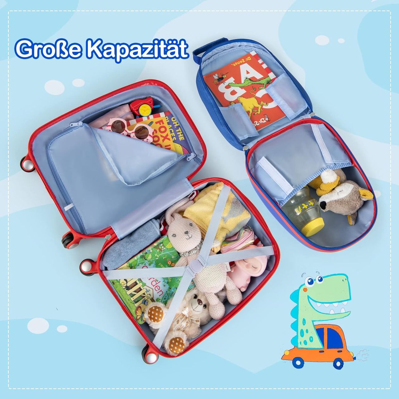 Costway 2tlg Kinderkoffer   Rucksack, Kindertrolley aus Kunststoff