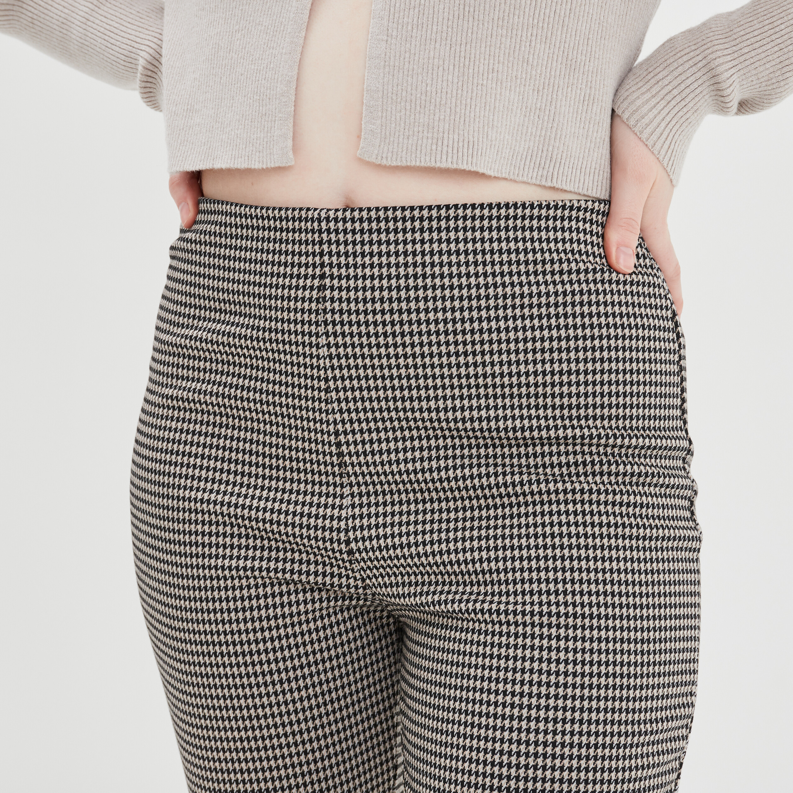 Pantalon flare taille haute élastiquée beige femme | La Halle