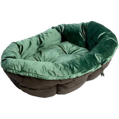 Set aus Ferplast Korb Siesta Deluxe  mit Überzug Sofà Samt grün
