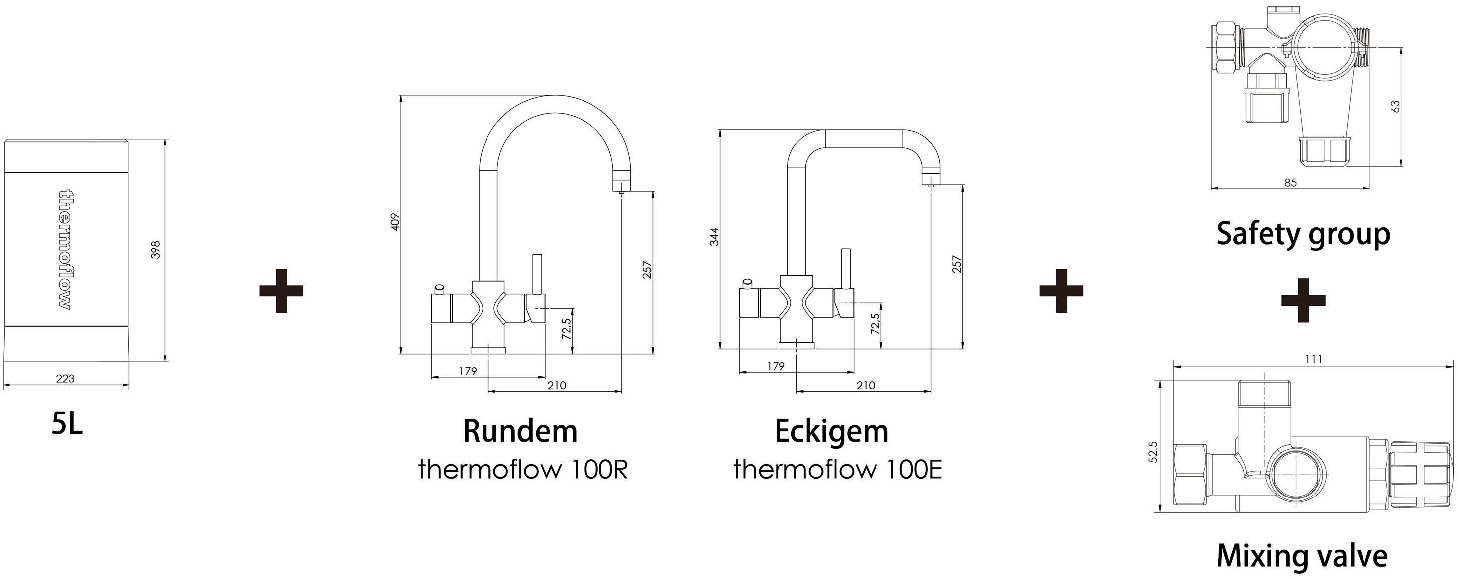 Thermoflow Kochendwassergerät 100 R, 15 °C, max 100 °C, 5 l Wasserspeicher