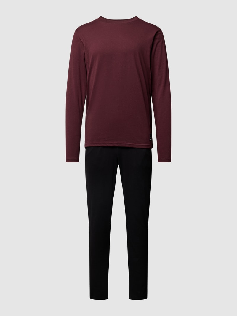 Pyjama mit Rundhalsausschnitt Modell 'BASIC LABEL' in bordeaux rot