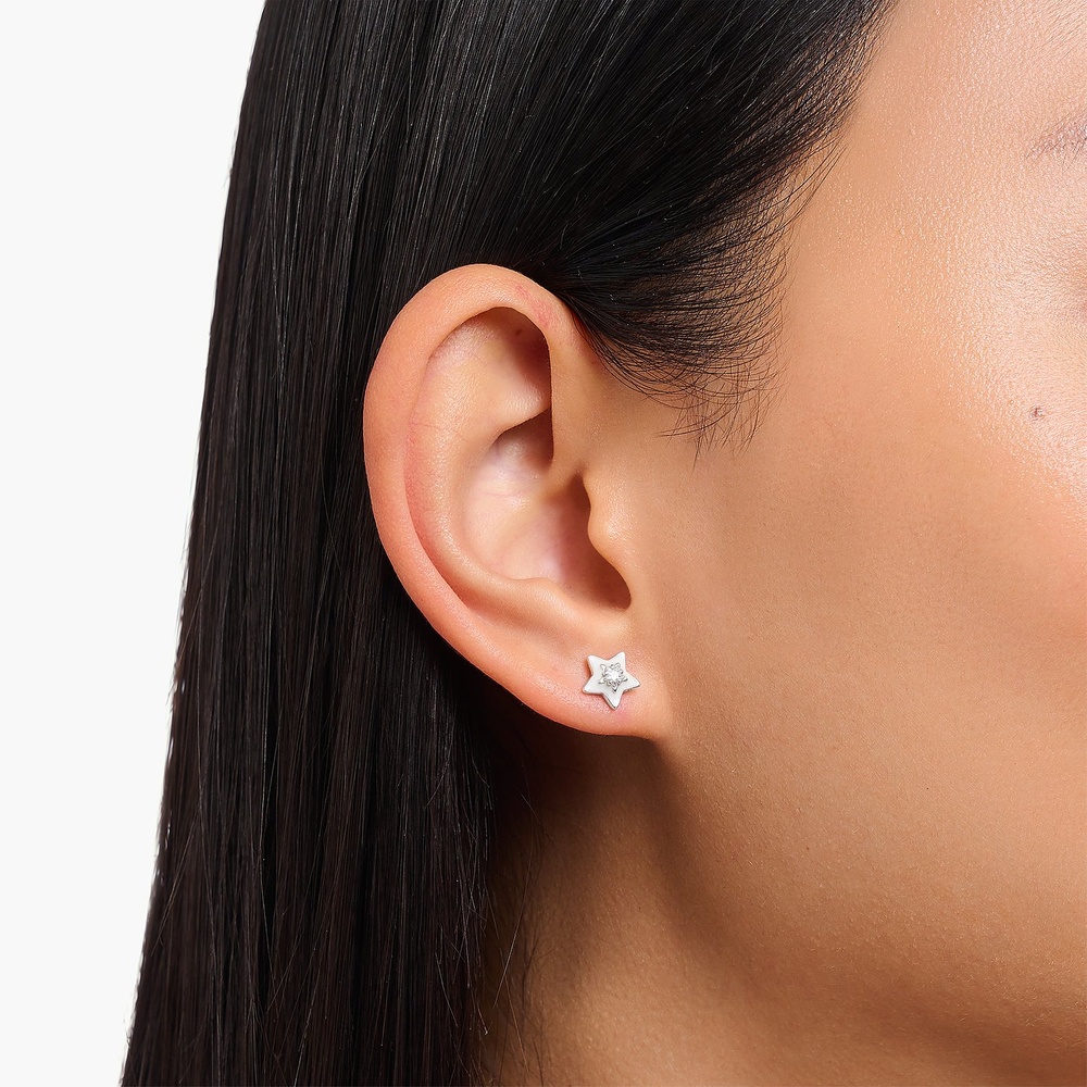 Thomas Sabo Boucles d'oreilles à fermoir à poussette Argent, Émail Boucles d'oreilles