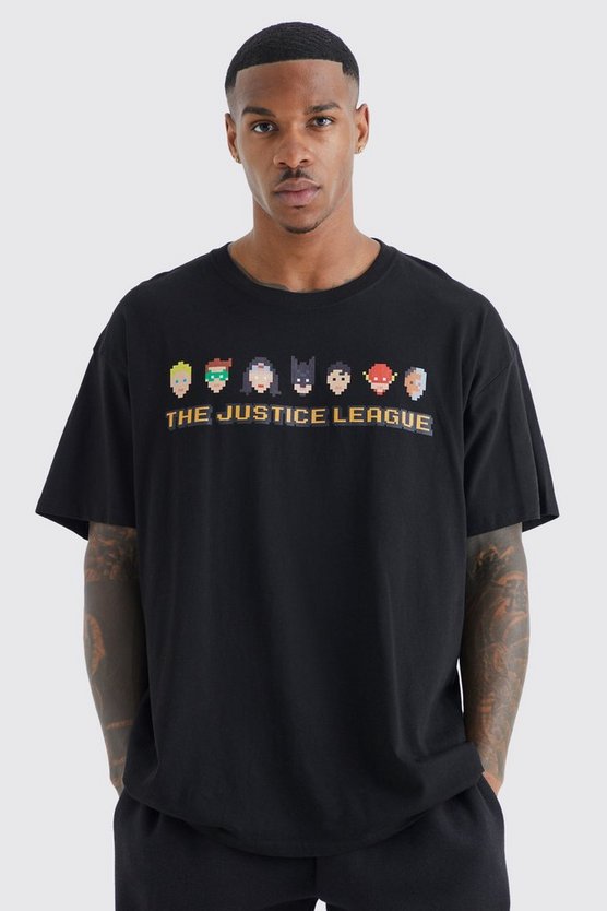 Oversize T-Shirt mit lizenziertem Pixel Justice League Print