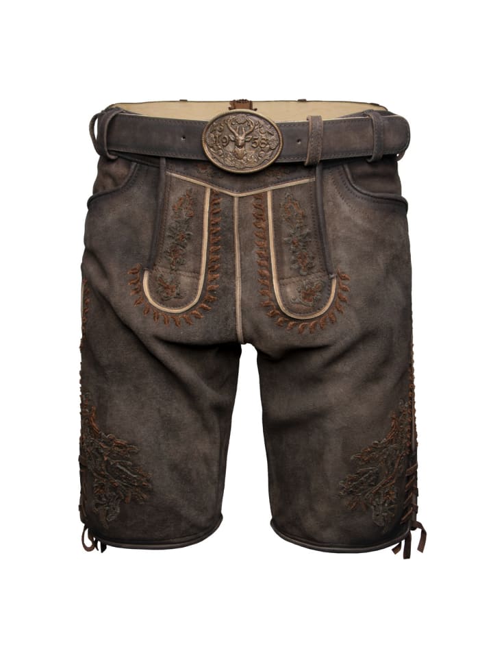 KRÜGER Lederhose Elliot mit Gürtel in dunkelbraun günstig kaufen