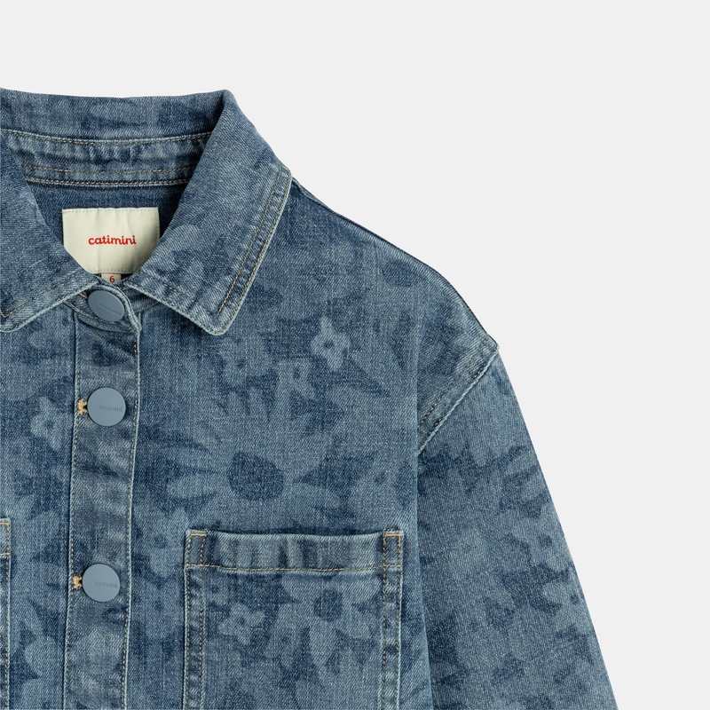 Veste en jean fille imprimé fleuri bleu Catimini