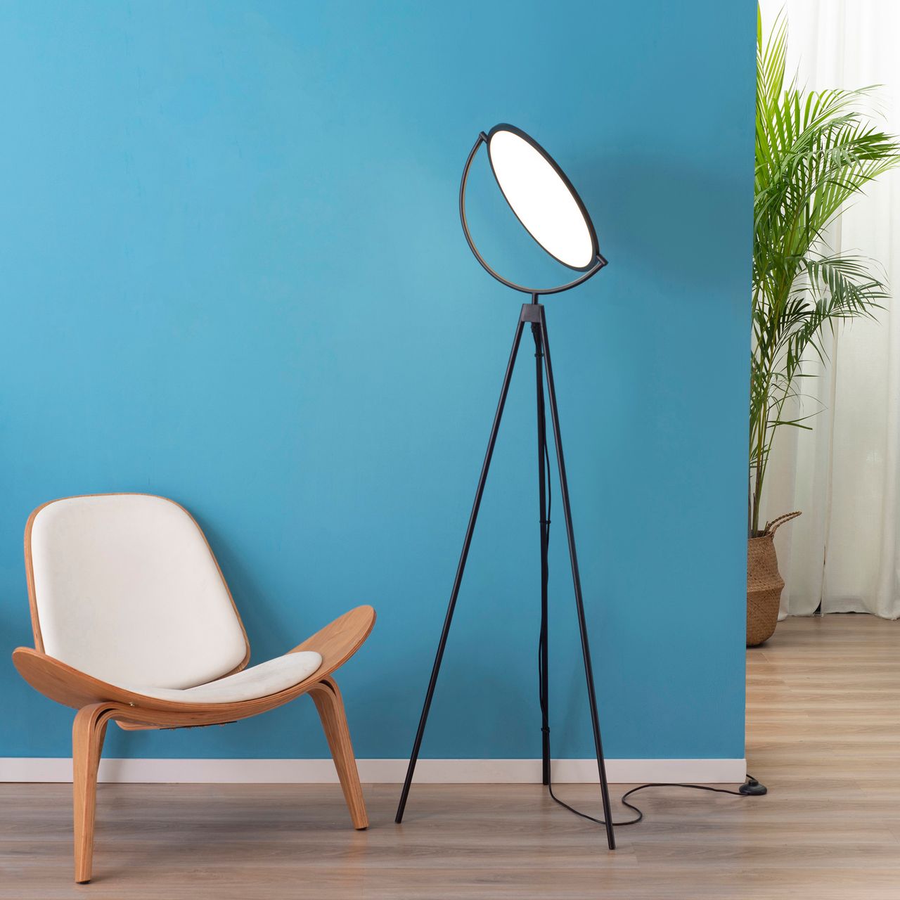 HOMCOM Stehlampe Standlampe mit LED um 350 Grad verstellbar Schwarz