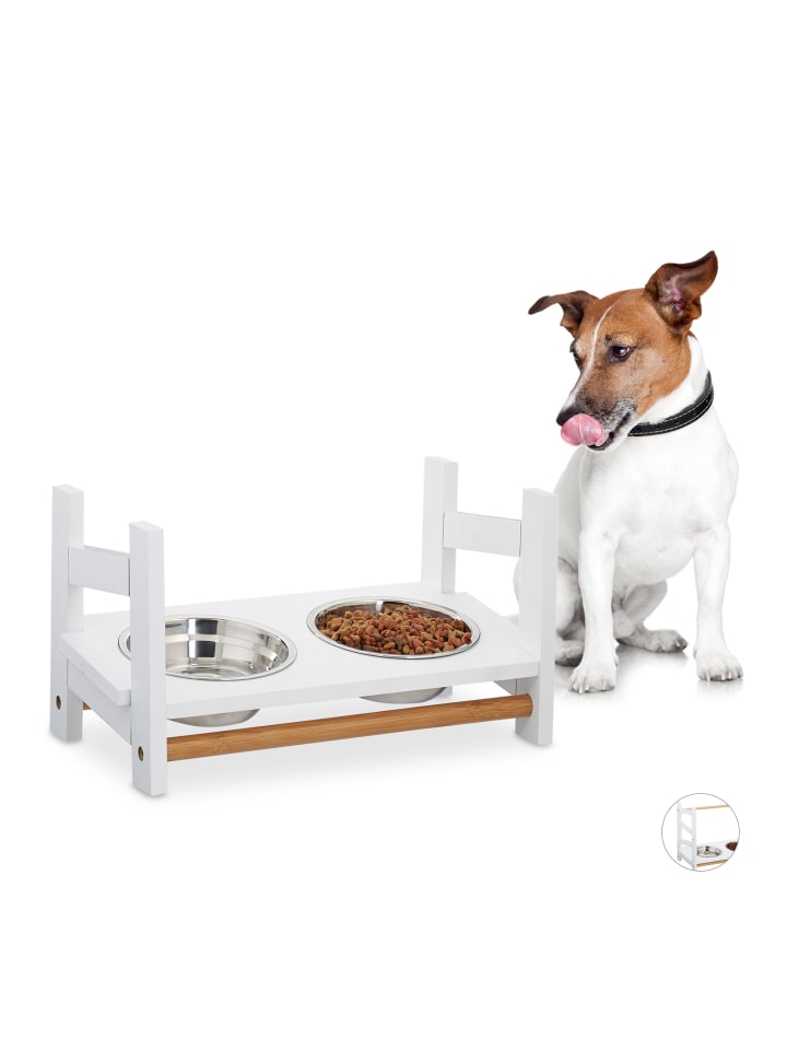 relaxdays Futterstation Hund in Weiß - 500 ml günstig kaufen onesize