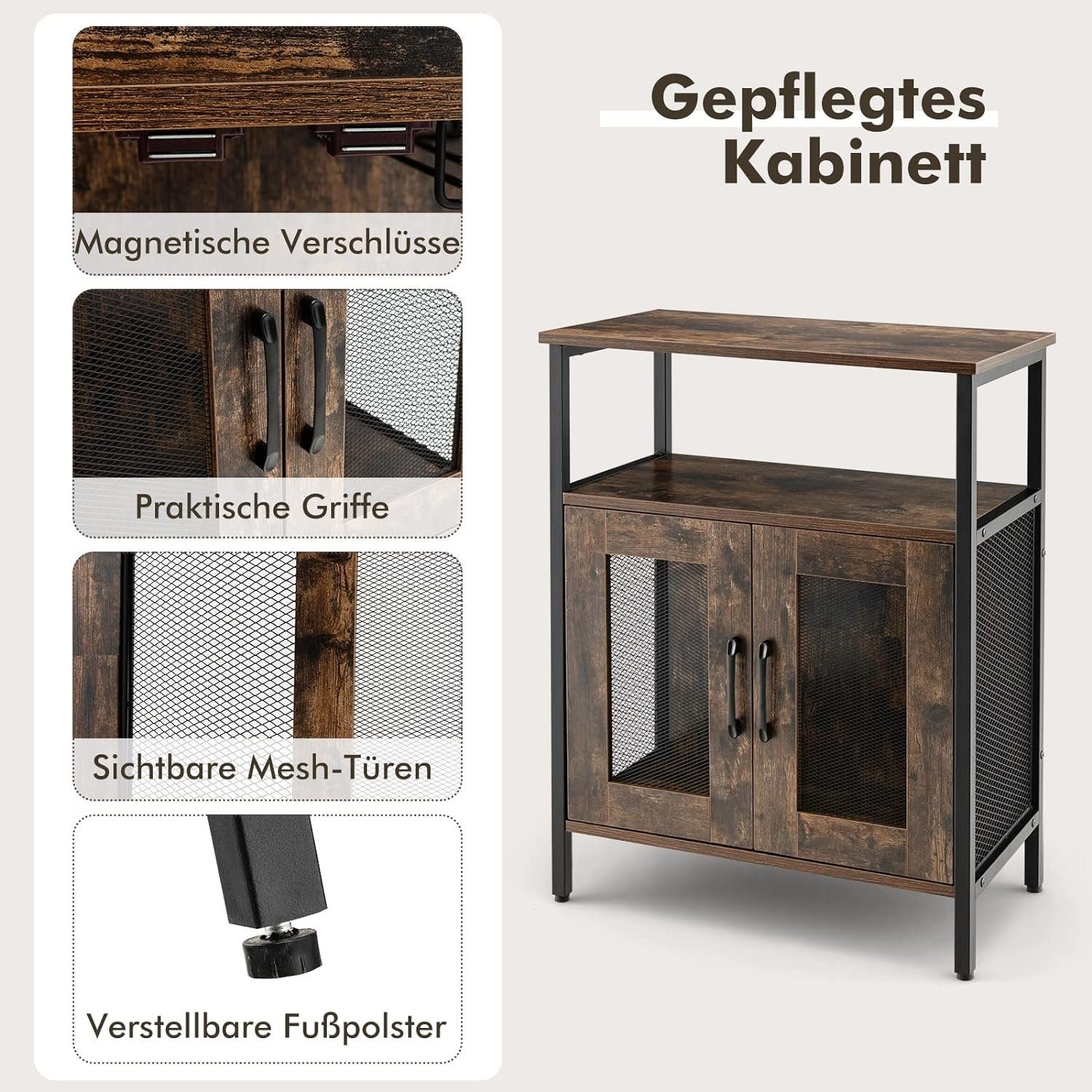 KOMFOTTEU Weinregal Küchenschrank, mit abnehmbarem Weinregal & 6 Glashalter
