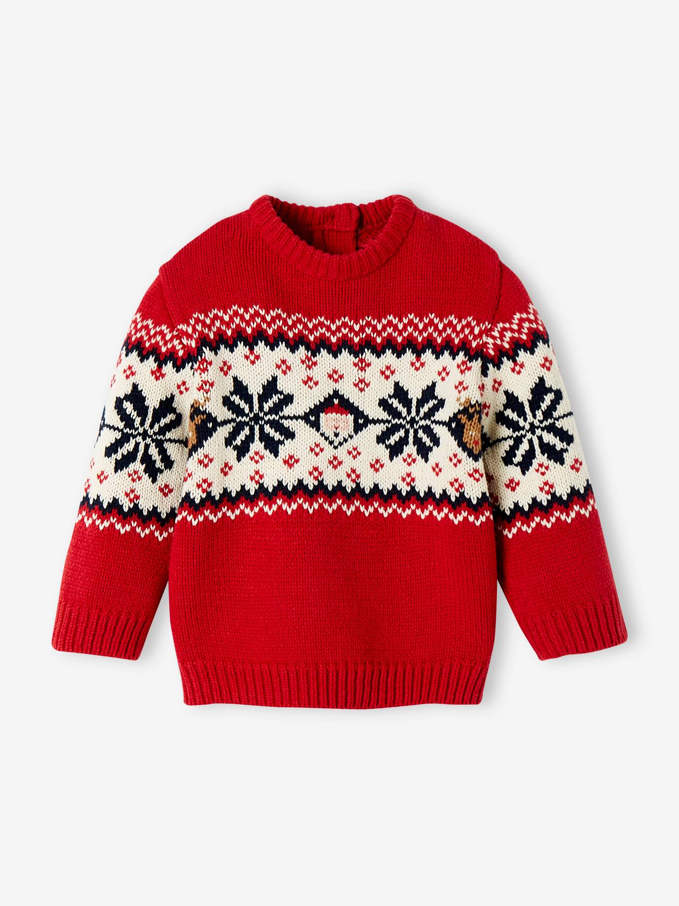 Vertbaudet Baby Weihnachts-Pullover Capsule Collection FAMILIE Oeko-Tex - rot