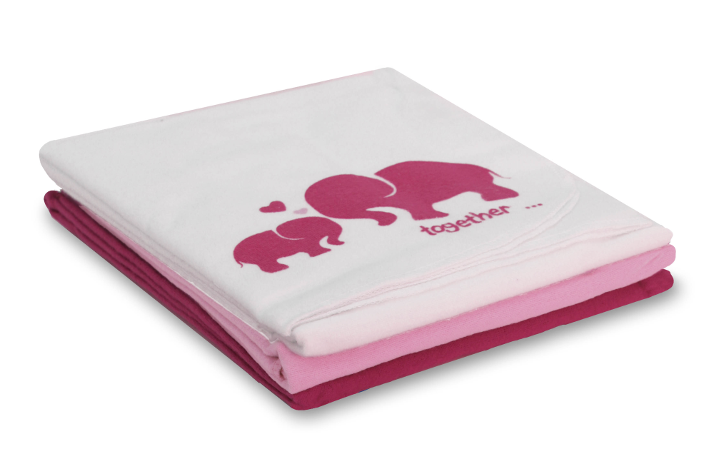 Moltonwindeln Elefant rosa 3-teilig