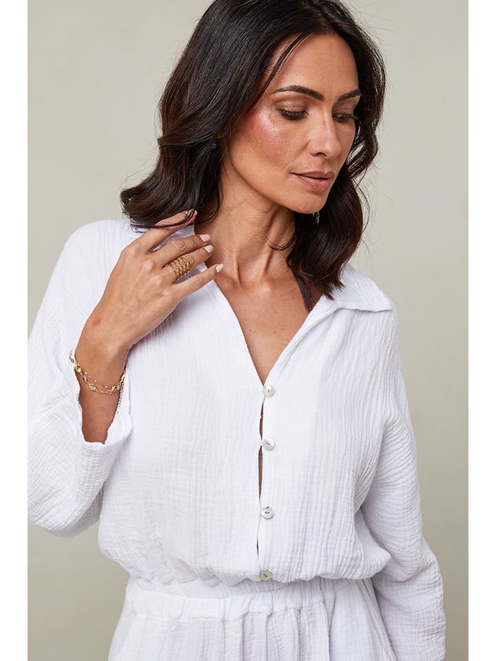 Le Monde du Lin Leinen-Jumpsuit in Weiß günstig kaufen
