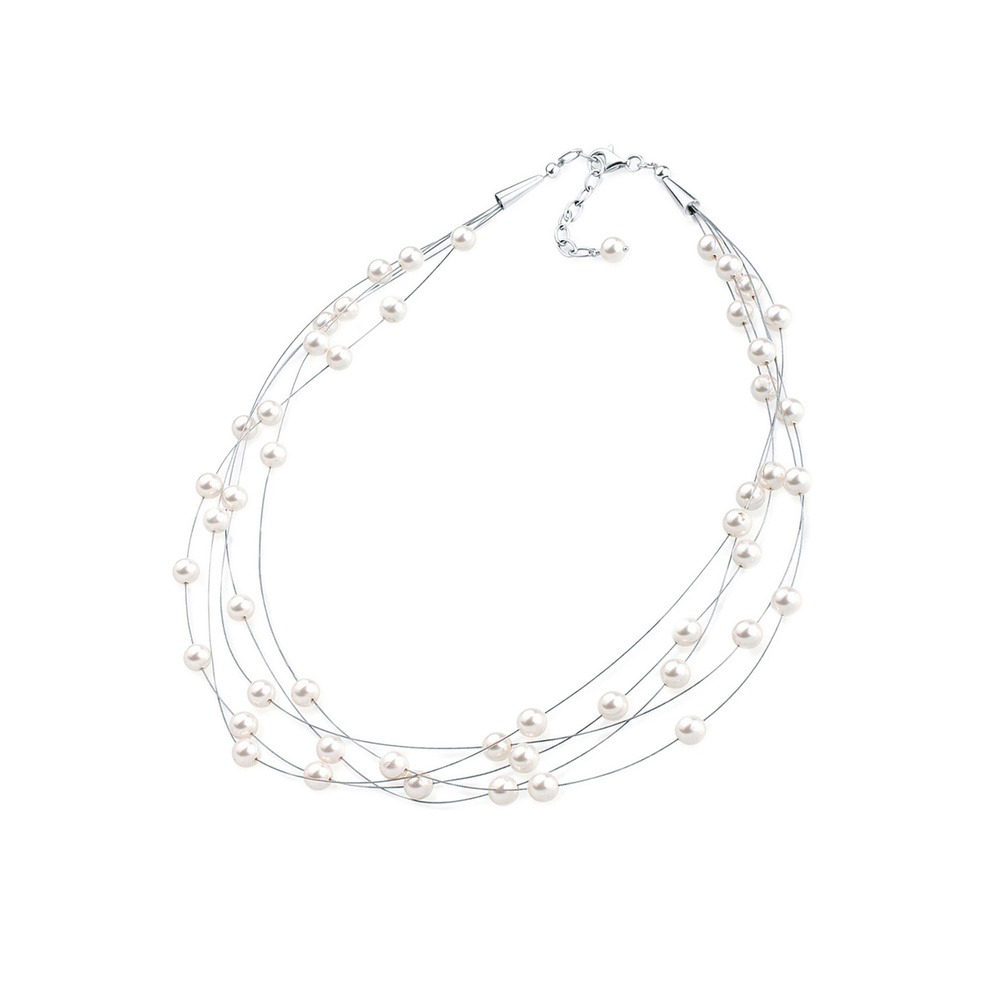 Elli Elli Collier Multi-Chain synthetischen Perlen 925 Silber collier