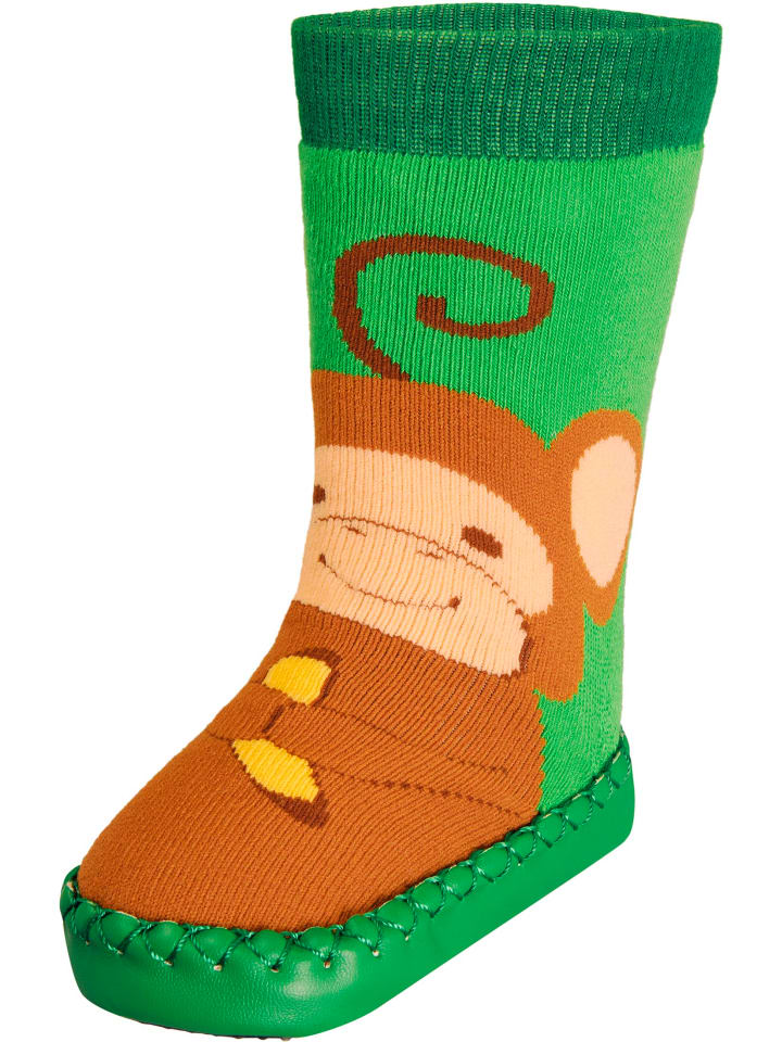 Playshoes Hüttenschuh Affe in Grün günstig kaufen