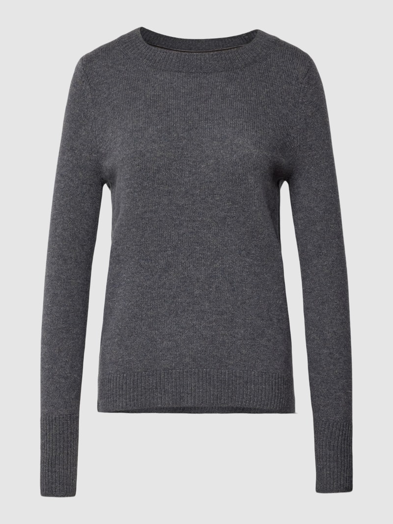 Strickpullover mit Rundhalsausschnitt in anthrazit meliert