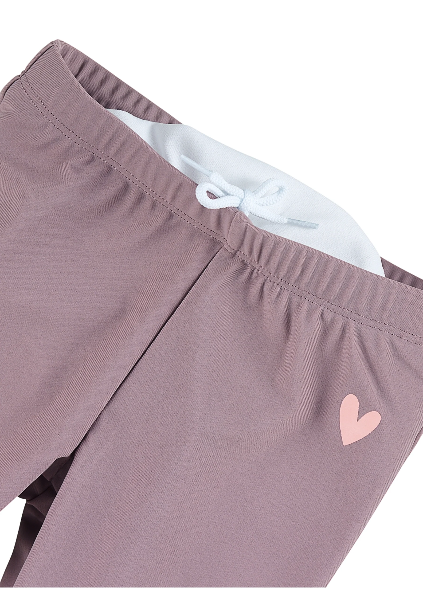 Badehose in Capri-Form, Lila mit Herz Print