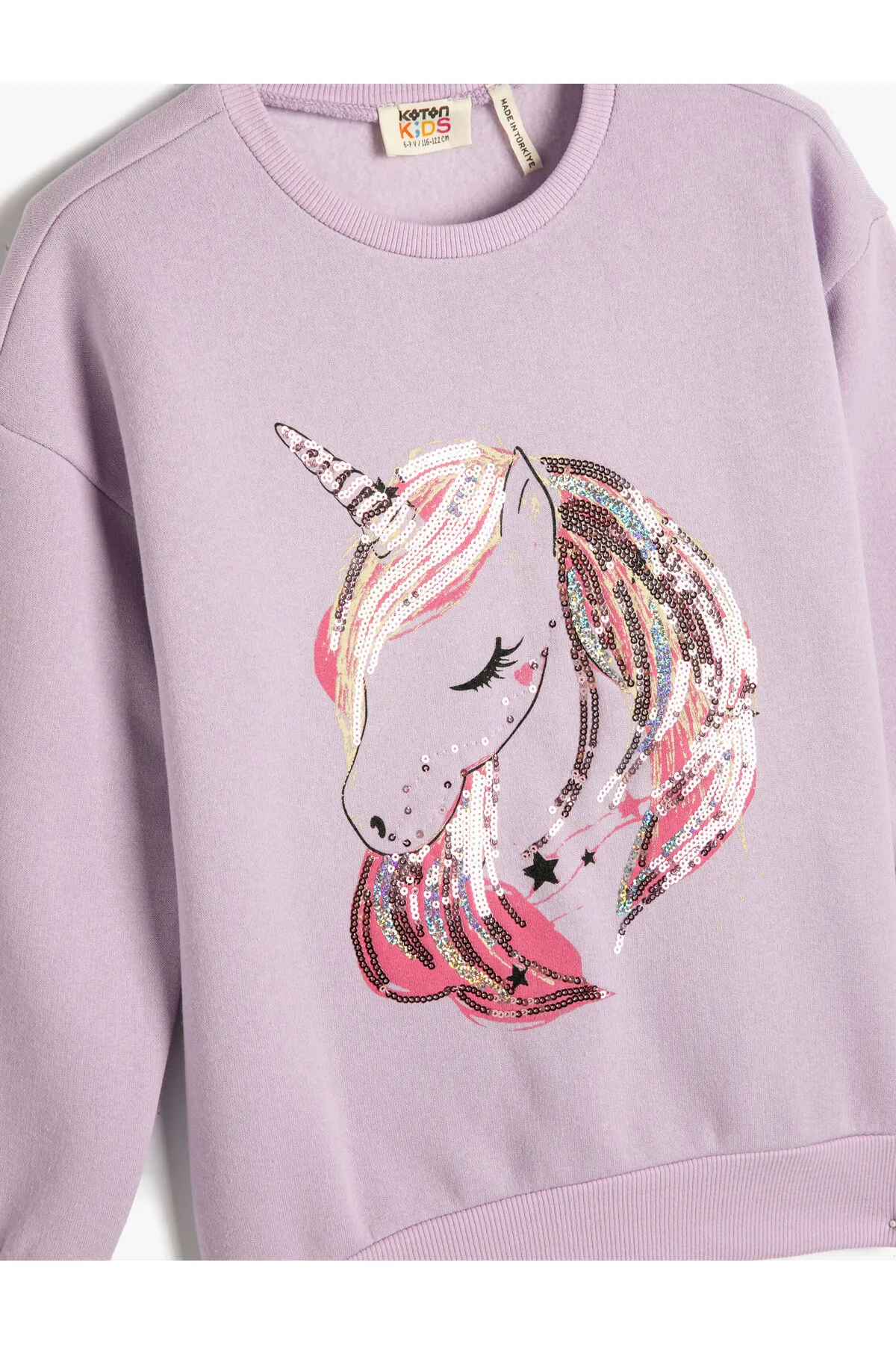 Koton  Einhorn-Sweatshirt, mit Pailletten bestickt, roségoldener Rundhalsausschnitt