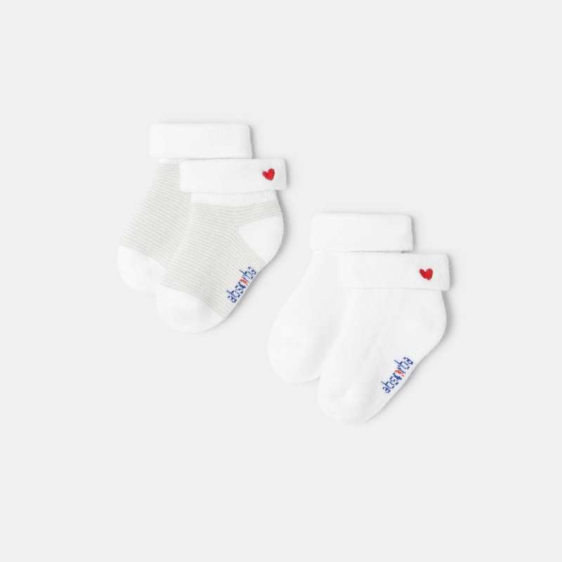 Lot de 2 paires de chaussettes en tricot bouclette beige naissance Absorba