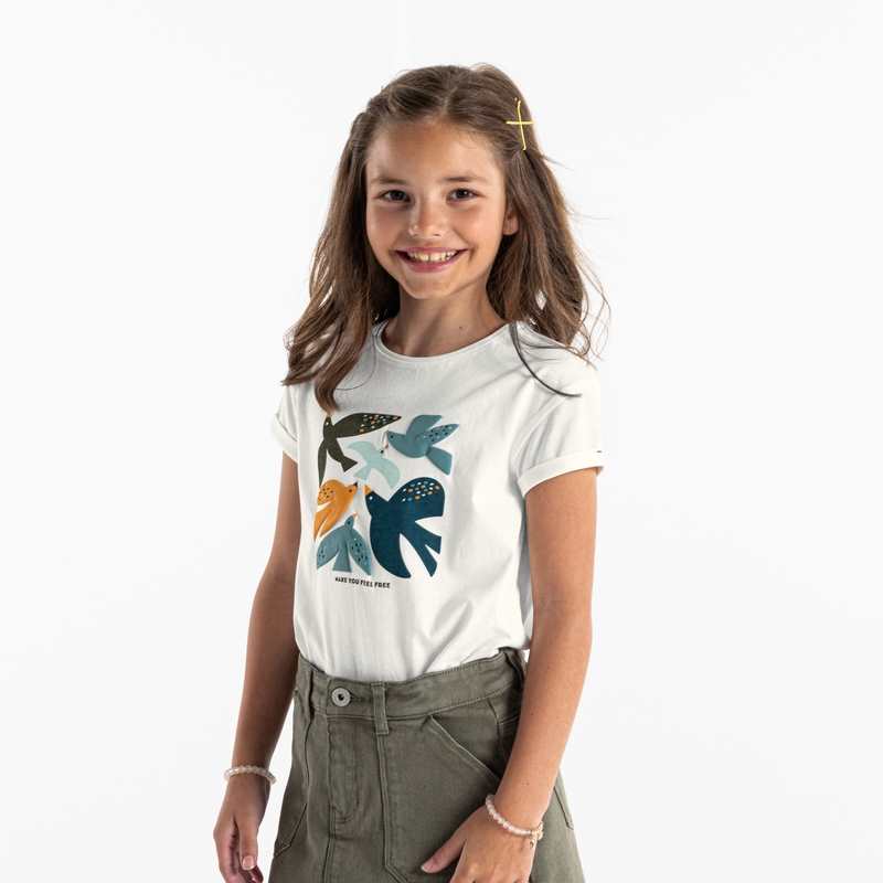 T-shirt imprimé Oiseaux blanc fille