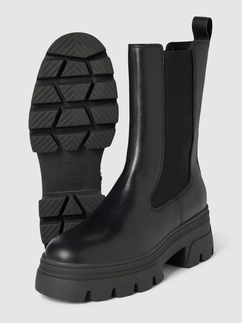 Chelsea Boots aus Leder mit Plateausohle in schwarz