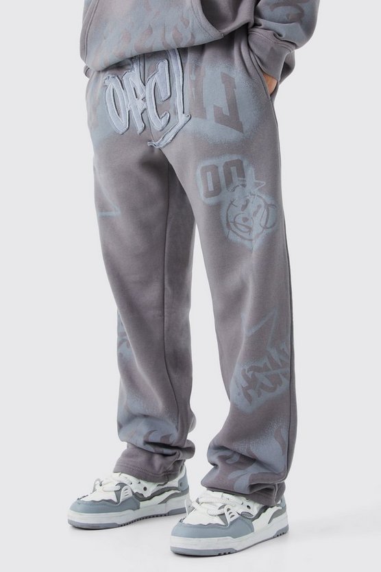 Lockere Jogginghose mit Graffiti-Applikation