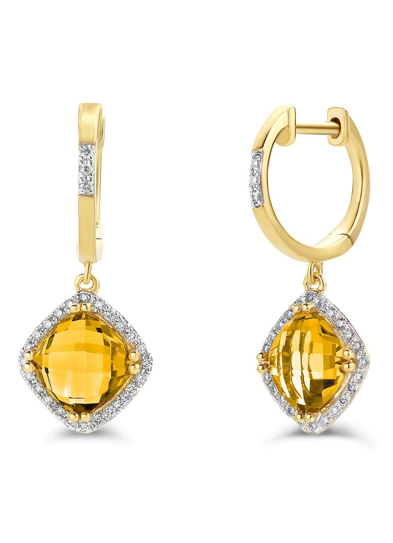 Cercei Fiesta cu citrină și diamante de 3,06 ct în aur galben