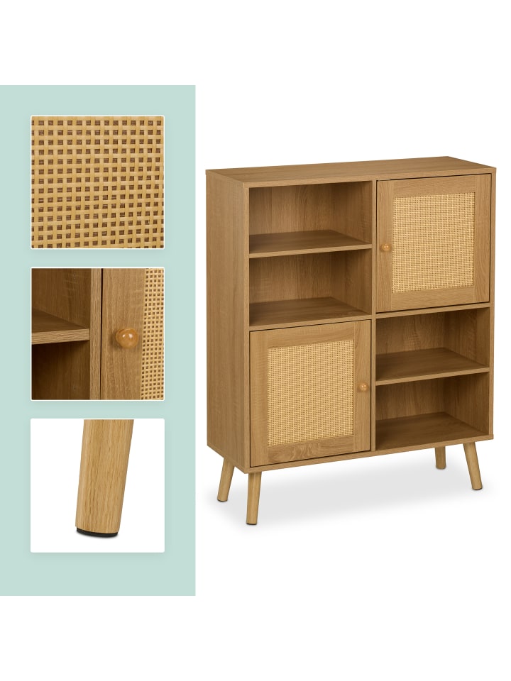 relaxdays Sideboard in Natur - (B)80 x (H)97 x (T)29 cm günstig kaufen onesize