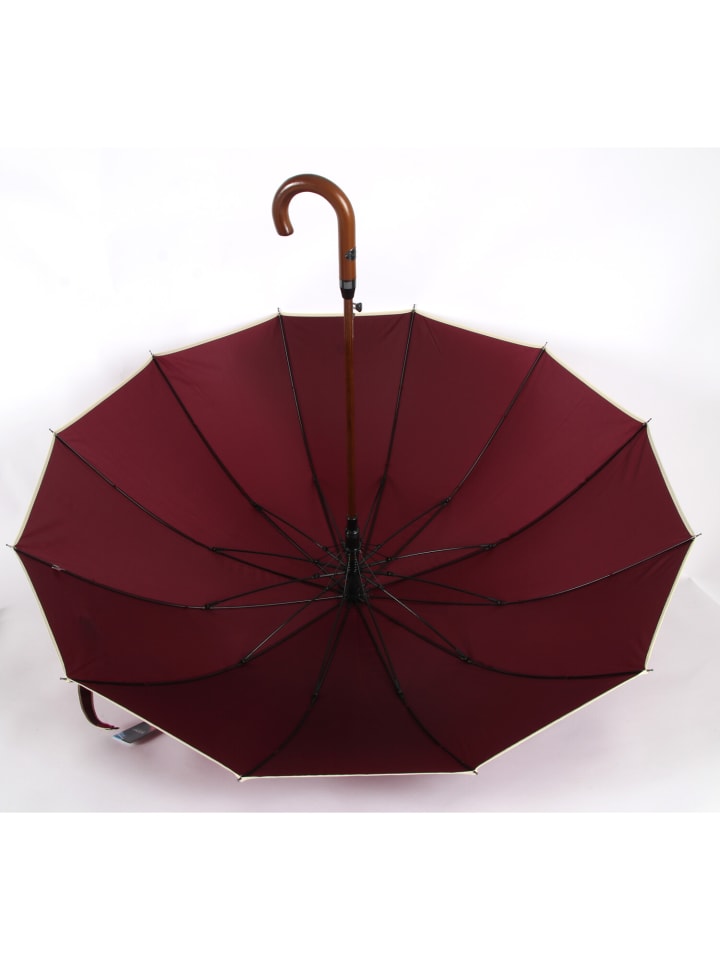 COFI 1453 Stockregenschirm Stockschirm Regenschirm Holzgriff mit Fiberglasstange in Weinrot günstig kaufen onesize