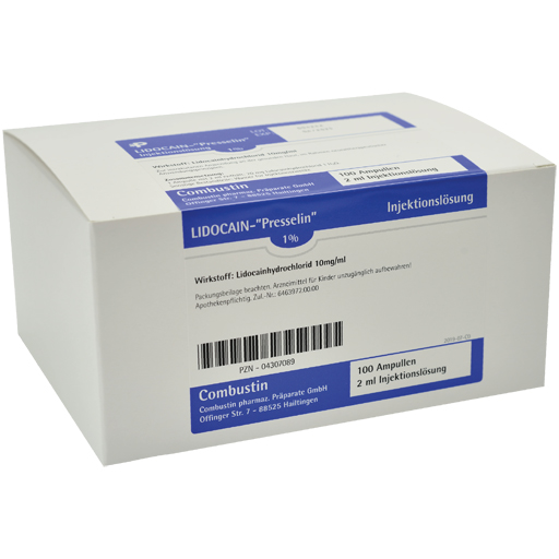 LIDOCAIN Presselin 1% Injektionslösung Ampullen  100X2 ml  Injektionslösung
