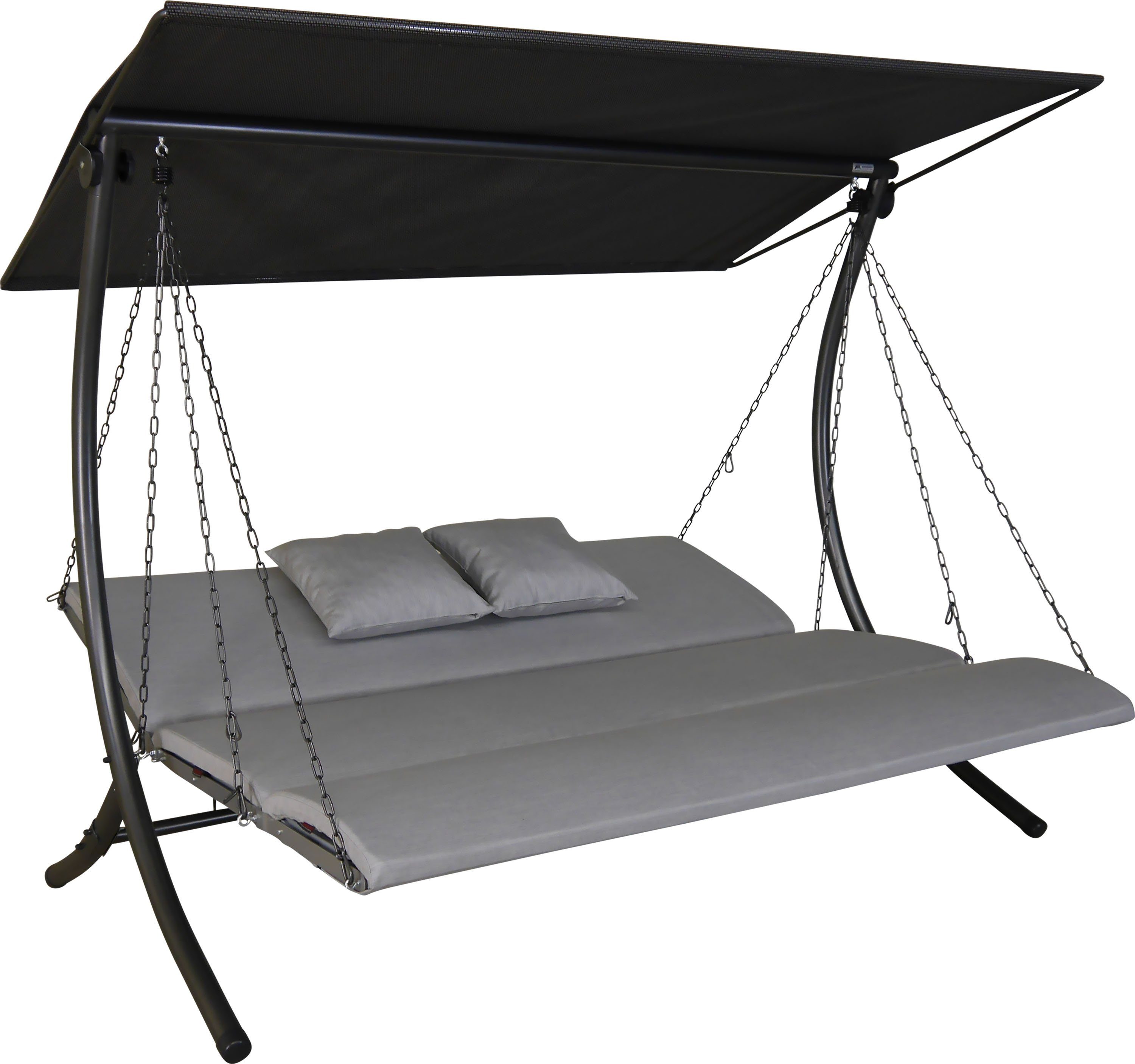 Angerer Freizeitmöbel Hollywoodschaukel Luxus Zip granit, 3-Sitzer, Bettfunktion, BxTxH: 210x145x160 cm