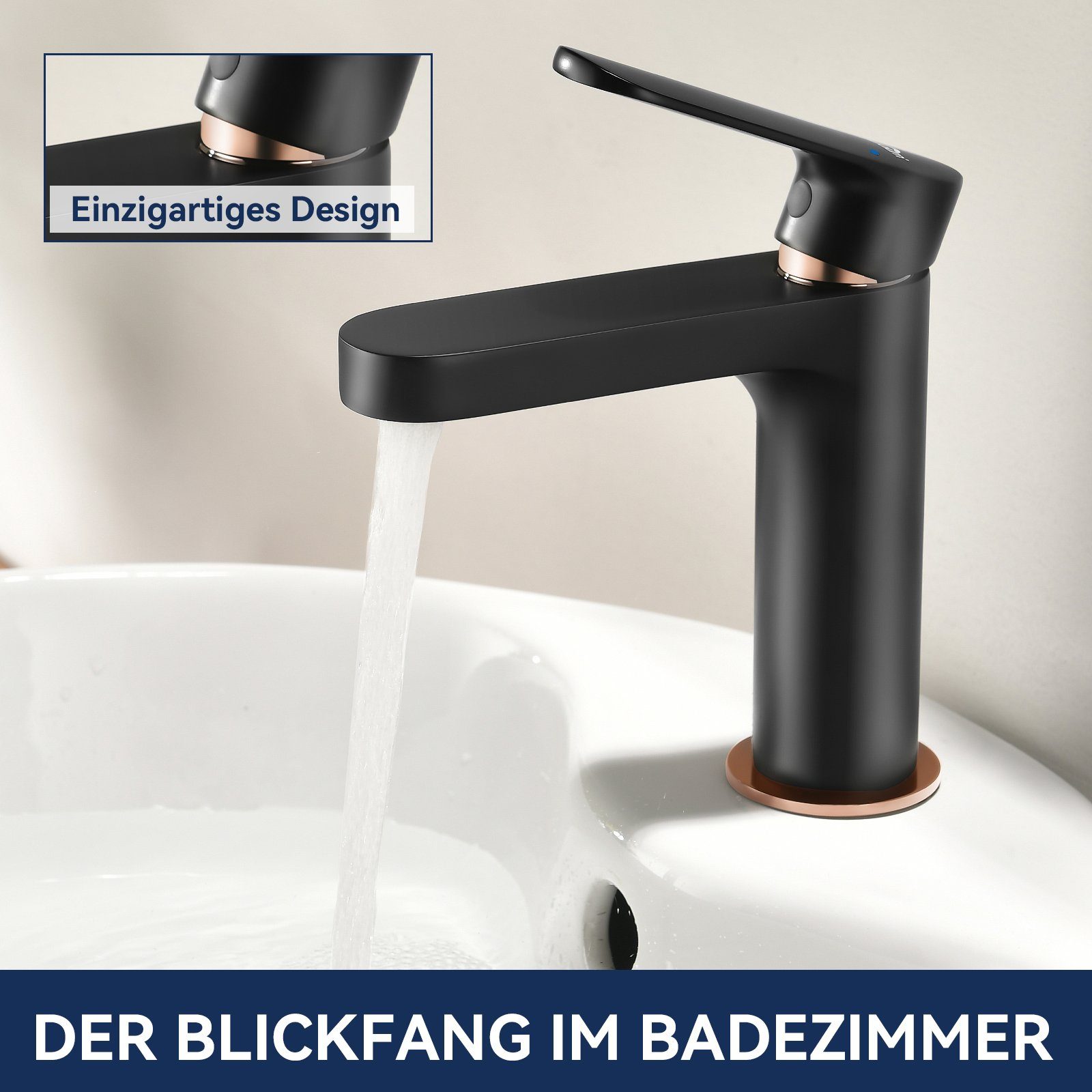 Auralum Waschtischarmatur Bad Wasserhahn Waschbecken Einhebel Mischbatterie Badarmatur für Badezimmer