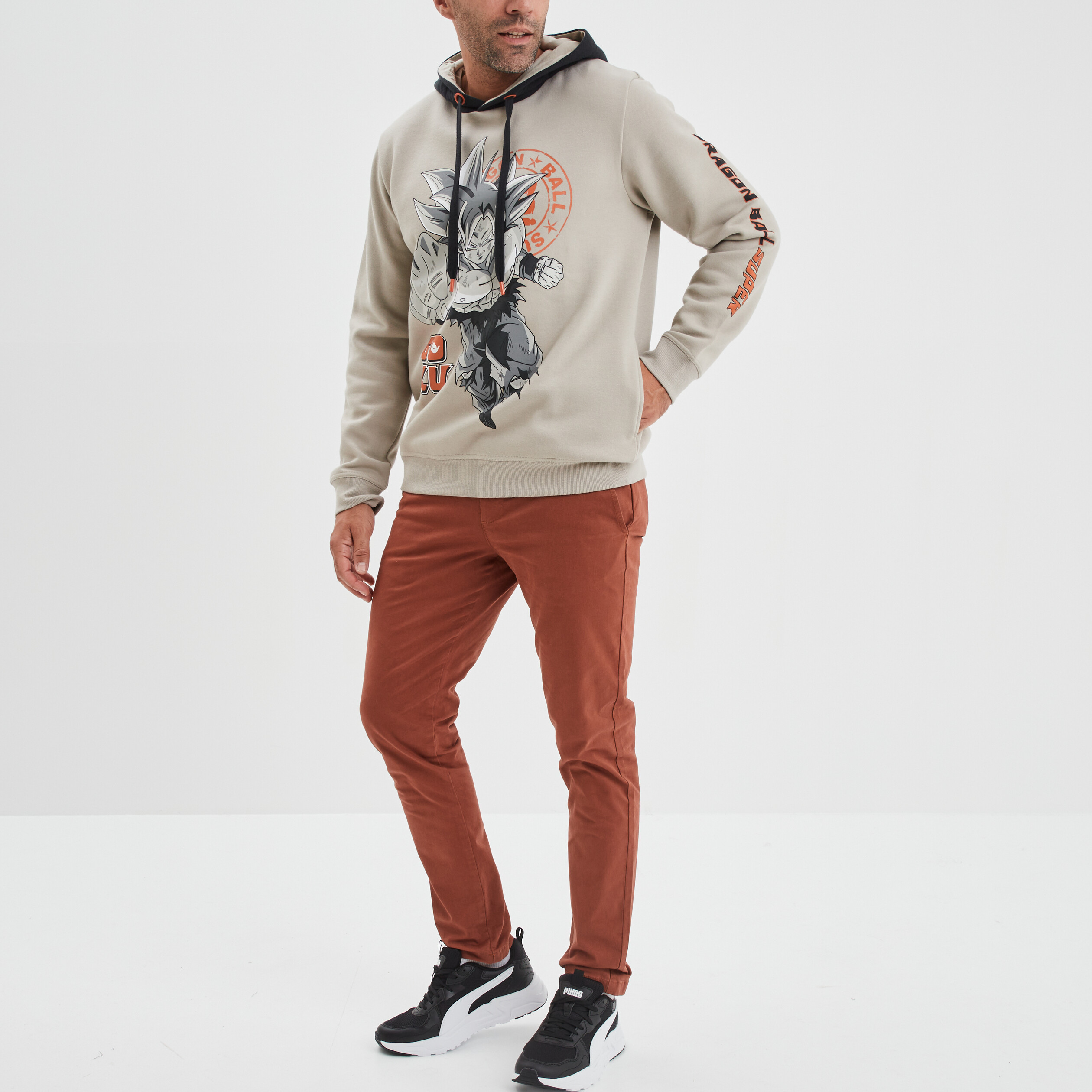 Sweat à capuche hoodie Dragon Ball Z gris homme | La Halle
